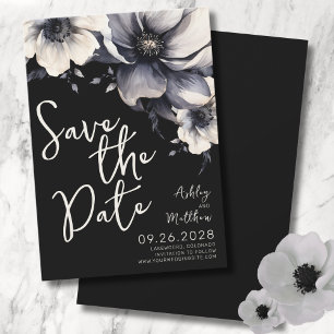 Save The Date Mariage Floral Noir