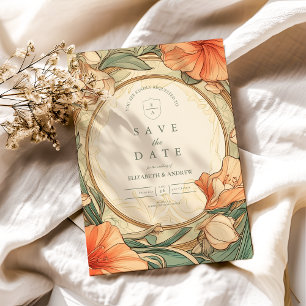 Save The Date Mariage floral orange brûlé