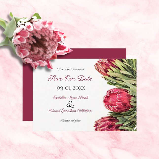 Save The Date Mariage floral Pink rose tropicale (Créateur téléchargé)
