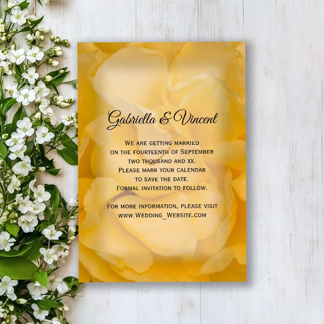 Save The Date Mariage floral rose jaune Enregistrer la date (Créateur téléchargé)