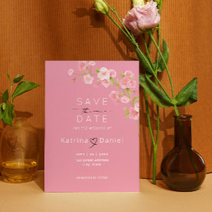 Save The Date Mariage Floral Rose Moderne Élégant Enregistrer La