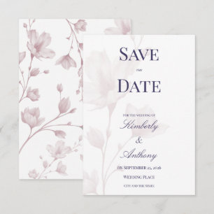 Save The Date Mariage Floral Rose Poudrée Romantique Classique