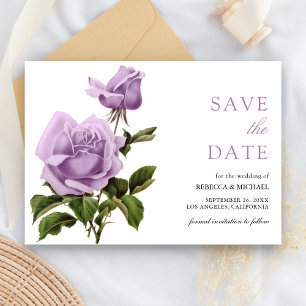 Save The Date Mariage Floral Rose Pourpre Poussiéreux Rustique V