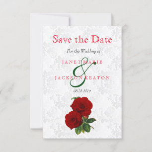 Save The Date Mariage Floral Rose Rouge Profond - Enregistrer La
