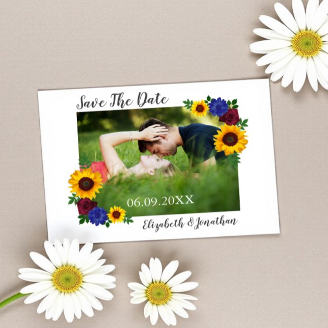 Save The Date Mariage floral Rose Tournesol (Créateur téléchargé)