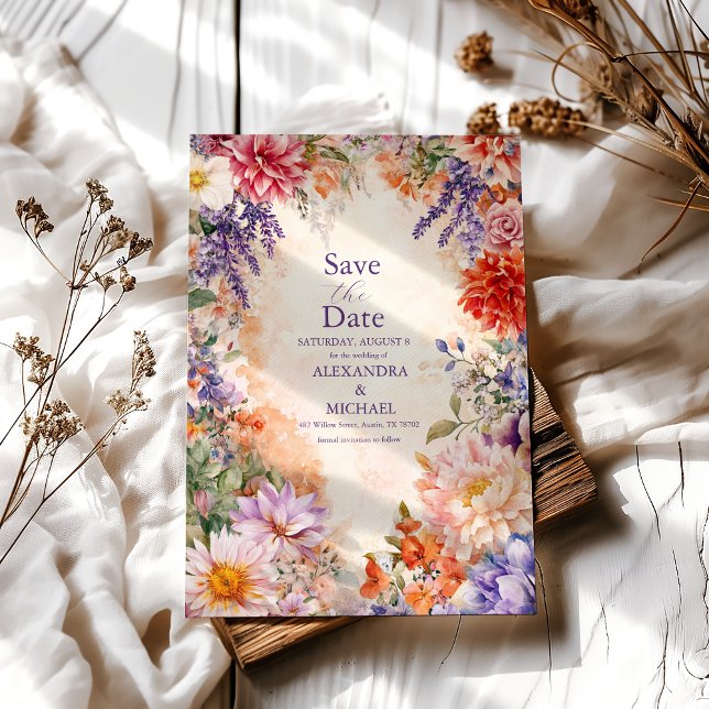 Save The Date Mariage floral royal victorien boho  (Créateur téléchargé)