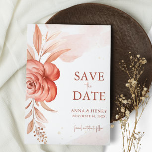 Save The Date Mariage floral rustique en terre cuite