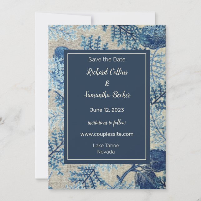 Save The Date Mariage Floral Tissé Enregistrer La Date (Devant)