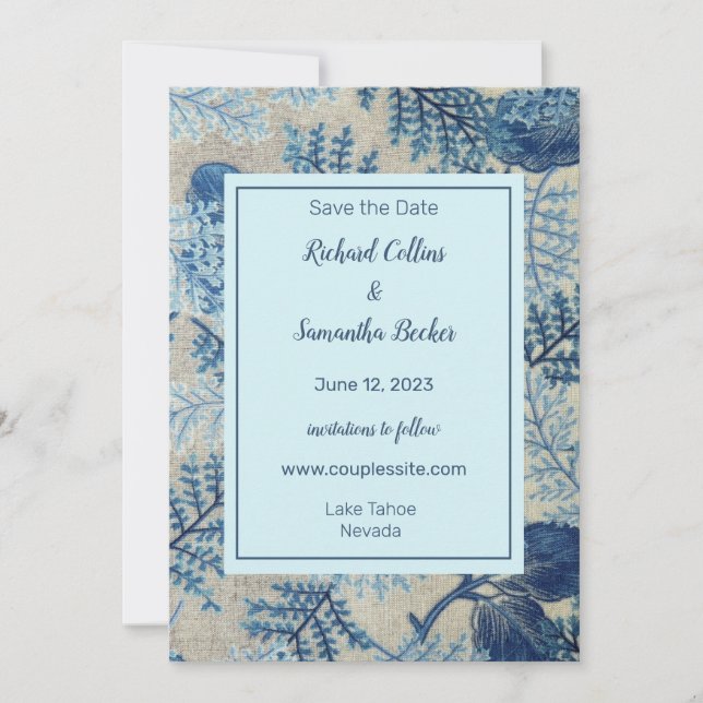 Save The Date Mariage Floral Tissé Enregistrer La Date (Devant)