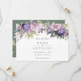 Save The Date Mariage Floral Végétal Aquarelle Lavande Sauge