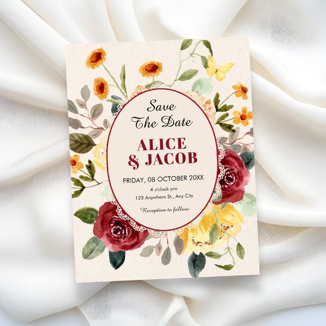 Save The Date Mariage floral vintage (Créateur téléchargé)