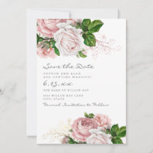 Mariage floral Vintage rose vif Date de sauvegarde