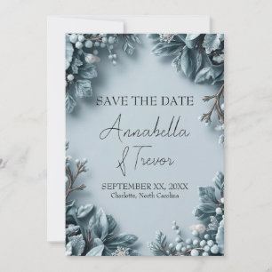 Save The Date Mariage Florales hivernales givrees