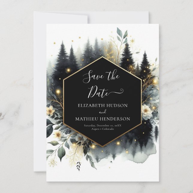 Save The Date Mariage forestier enchanté personnalisé (Devant)