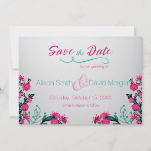 Save The Date Mariage Fuchsia et Turquoise Enregistrer la date