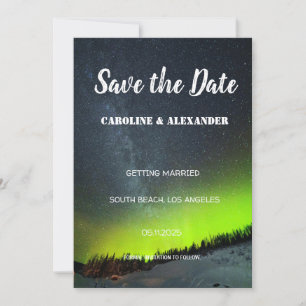 Save The Date Mariage Galaxie Aurore Boréale Lumières du Nord