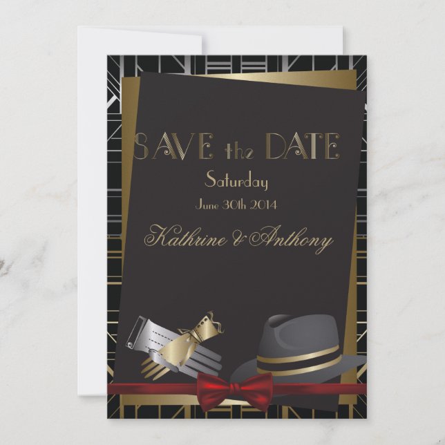 Save The Date Mariage Gatsby Déco classique Enregistrer la date (Devant)