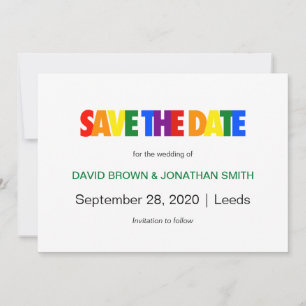 Save The Date Mariage gay Enregistrer la date Arc-en-ciel couleu