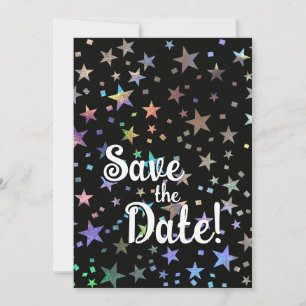 Save The Date Mariage Gay pride Holographique Rainbow Stars