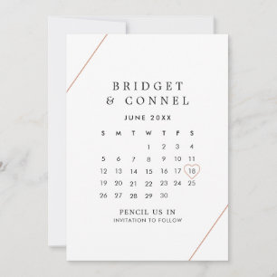 Save The Date Mariage géométrique moderne en or rose de Bridget