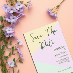 Save The Date Mariage géométrique Pastel Muet