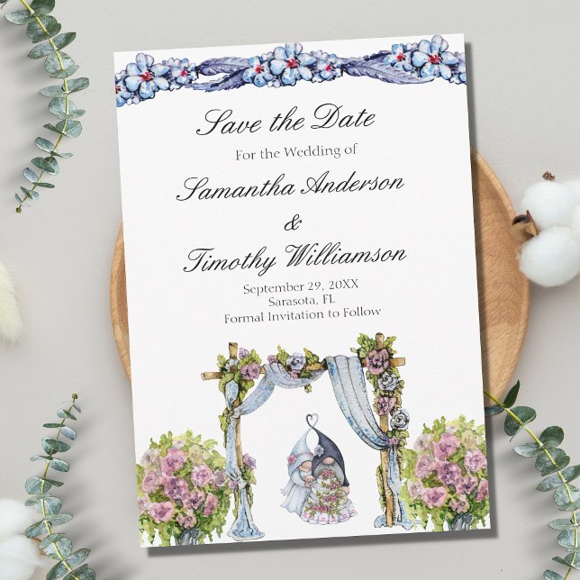 Save The Date Mariage Gnomes des Bois Floral Scandinave QR  (Créateur téléchargé)