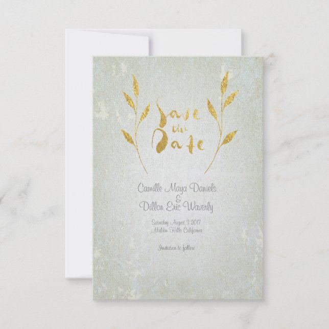 Save The Date Mariage Gold Foil Gold Leaf-Effect Save-The-Date (Devant)