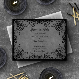 Save The Date Mariage gothique à dentelle noire