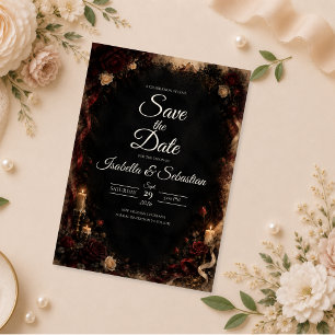 Save The Date Mariage gothique à la bougie d'ambiance