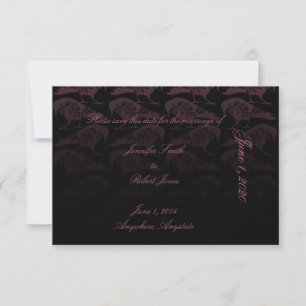Save The Date Mariage gothique corbeau violet Enregistrer la dat