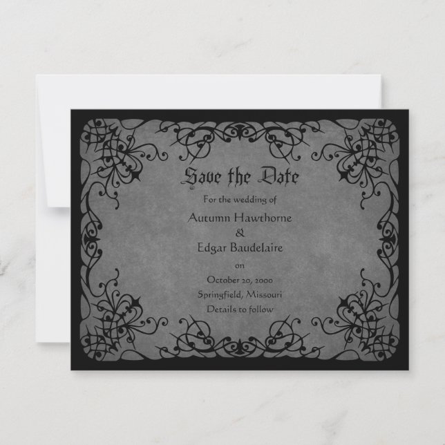 Save The Date Mariage gothique en dentelle noire (Devant)