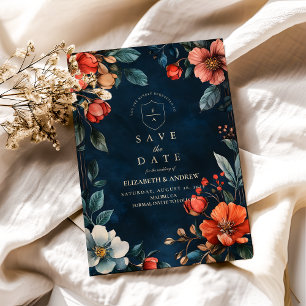 Save The Date Mariage gothique floral d'automne
