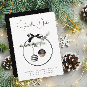 Save The Date Mariage gothique noir et blanc Baubles de Noël