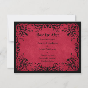 Save The Date Mariage gothique noir rouge