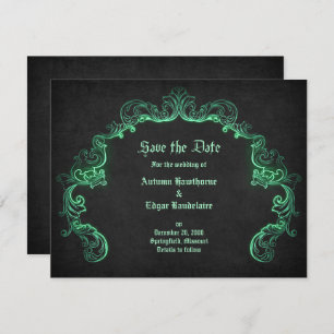 Save The Date Mariage gothique noir vert