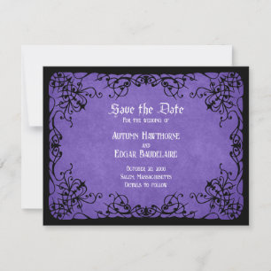 Save The Date Mariage gothique noir violet