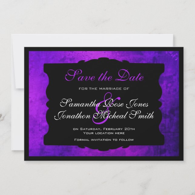 Save The Date Mariage gothique violet désorganisé Enregistrer la (Devant)