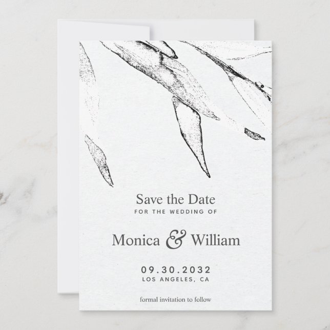 Save The Date Mariage graphique moderne noir et blanc (Devant)