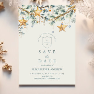 Save The Date Mariage grenier étoile de pin givrée
