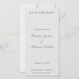 Save The Date Mariage Gris Professionnel Minimaliste Simple