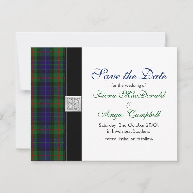 Save The Date Mariage Gunn Tartan moderne Enregistrer la date (Devant)
