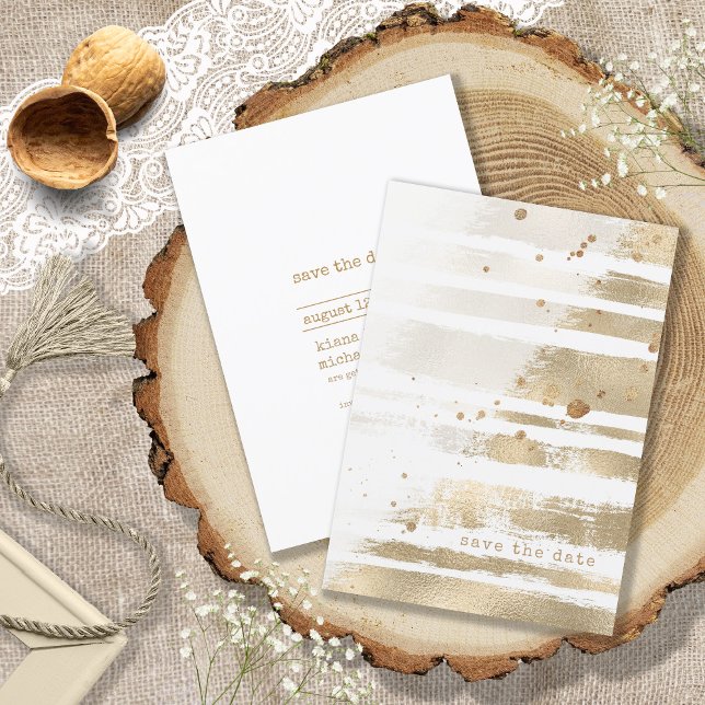 Save The Date Mariage ID655 des bandes de pinceau d'or (Créateur téléchargé)