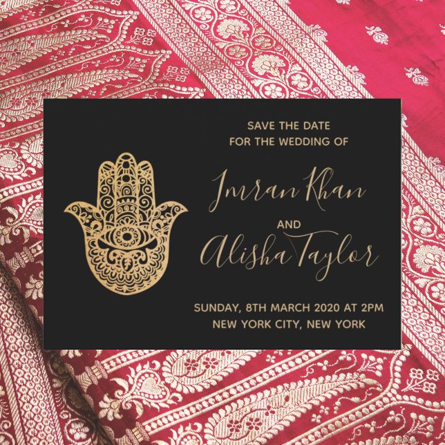 Save The Date Mariage indien Date à sauvegarder Hamsa or Henné (Créateur téléchargé)