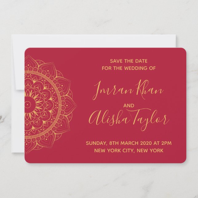 Save The Date Mariage indien Mehendi Sauvez la date hamsa Henna (Devant)