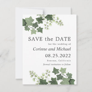 Save The Date Mariage Ivy et Fern Greenery Enregistrer la date
