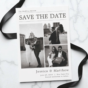 Save The Date Mariage Journal Collage Photo Noir et Blanc