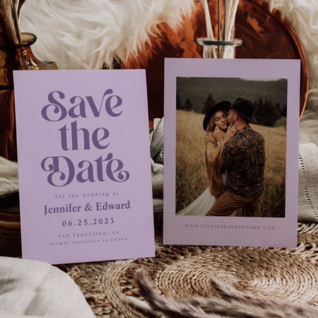 Save The Date Mariage Lavender rétro (Créateur téléchargé)