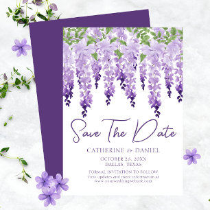 Save The Date Mariage lilas pourpre aquarelle Wisteria