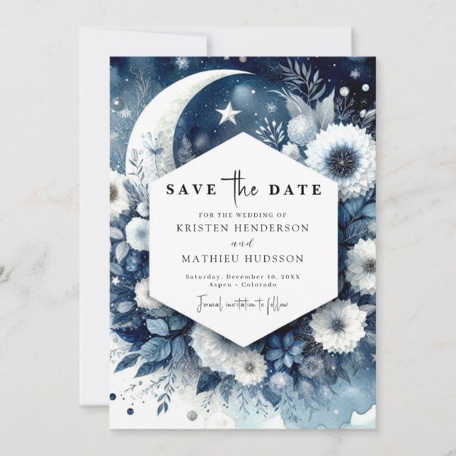 Save The Date Mariage Lune Simple Elegance (Devant)