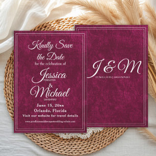 Save The Date Mariage Luxueux en Velours Bourgeon de Monogramme